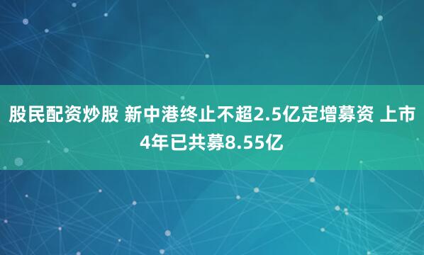 股民配资炒股 新中港终止不超2.5亿定增募资 上市4年已共募8.55亿