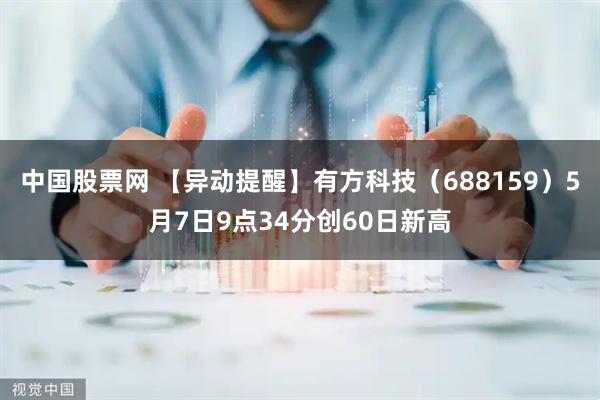 中国股票网 【异动提醒】有方科技（688159）5月7日9点34分创60日新高